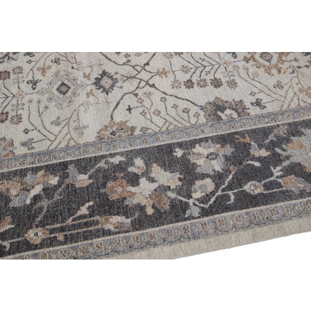 Apadana's Persian Tabriz Style Handmade Beige and Gray Wool Rug For Sale In New York - Image 6 of 11