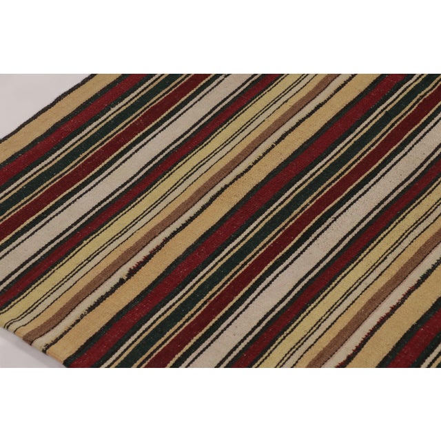 Tribal Vintage Persian Kilim, Cream Yellow and Burgundy Stripes - Rug & Kilim For Sale - Image 3 of 8