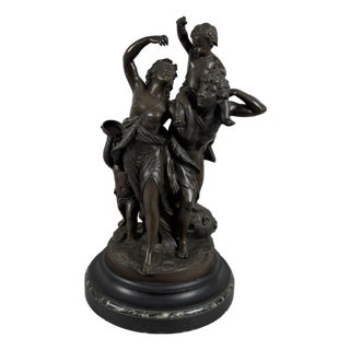 Clodion, The Childhood of Silene, 20th Century, Bronze on Marble Base For Sale