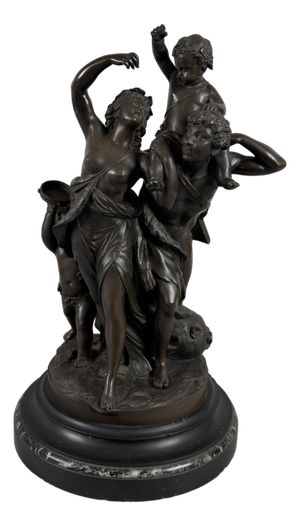 Clodion, The Childhood of Silene, 20th Century, Bronze on Marble Base