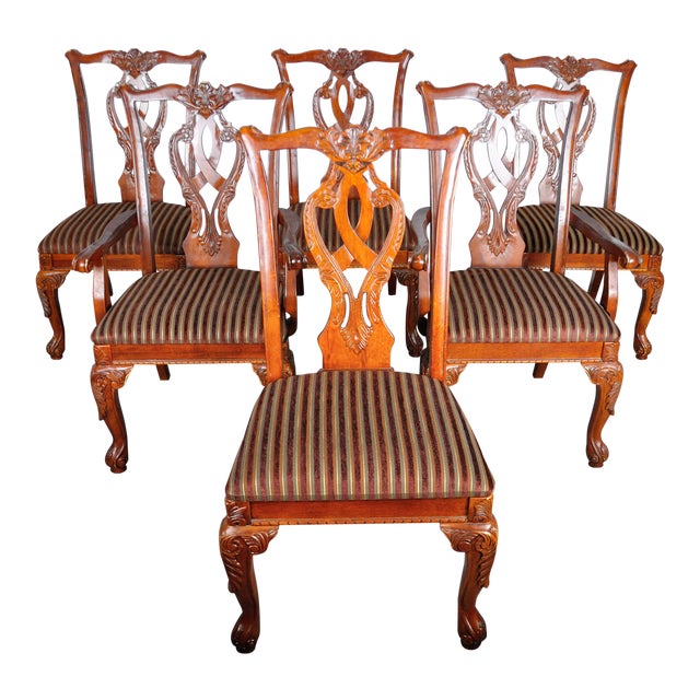 Vintage English Cherry Wood Dining Chairs Set of 6 Chairish