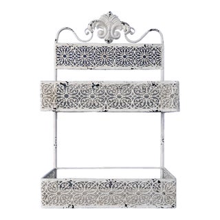 Vintage Decorative Shabby Chic Metal Vanity Wall Shelf For Sale