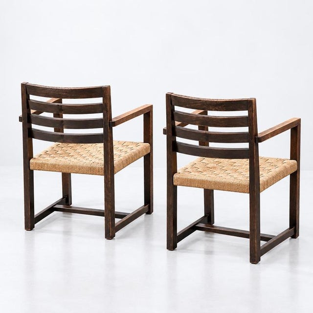 Vintage Modernist Armchair with Hand-Woven Seat For Sale - Image 4 of 9