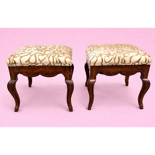 Early 20th Century Antique Queen Anne Style Ottomans - A Pair For Sale In Miami - Image 6 of 8