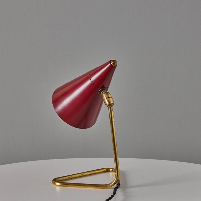 1950s Giuseppe Ostuni Red Conical Table Lamp for Oluce For Sale - Image 9 of 18