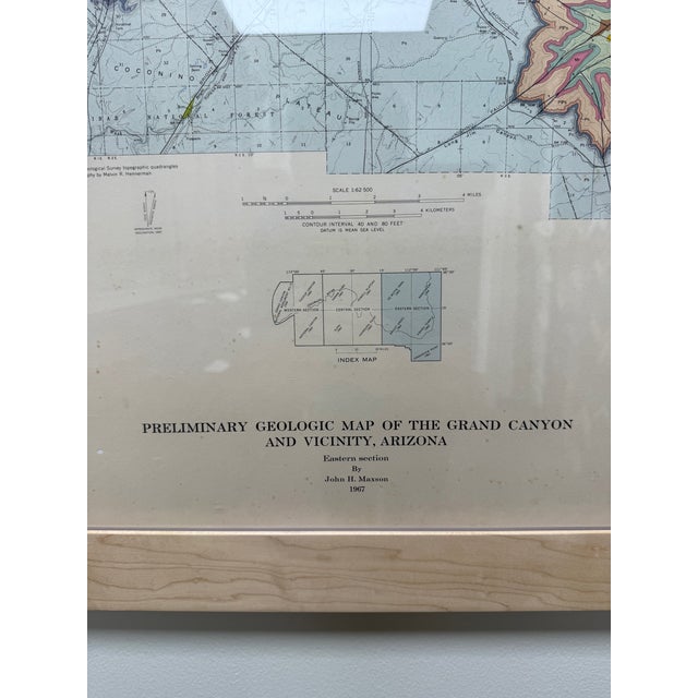 Mid-Century Modern 1967, Preliminary Geologic Map of the Grand Canyon and Vicinity, Arizona, Original Framed Vintage Map, by John H. Maxson For Sale - Image 3 of 12