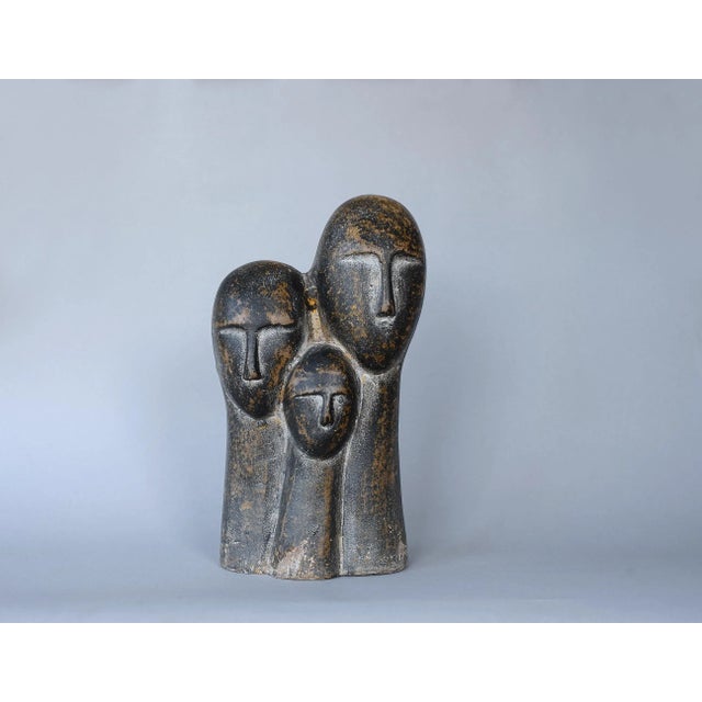 Mid-Century Modern Modernist Abstract Brancusi Style Ceramic 3-Head Sculpture For Sale - Image 3 of 13