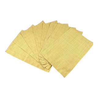 Vintage Jim Thompson Yellow Gold Thai Silk Rectangular Placemats- Set of 8 For Sale
