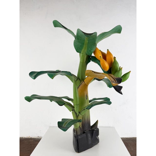 Mid-Century Hand-Carved Wooden Banana Tree Sculpture, South America, 1950s For Sale - Image 9 of 18