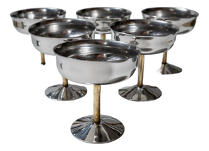 Vintage Champagne Bowls in Stainless Steel with Golden Stem, Italy, 1970s, Set of 6