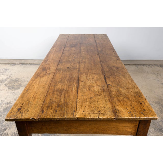 Early 19th Century French Provincial Fruitwood Farmhouse Table With Two Drawers For Sale - Image 14 of 18