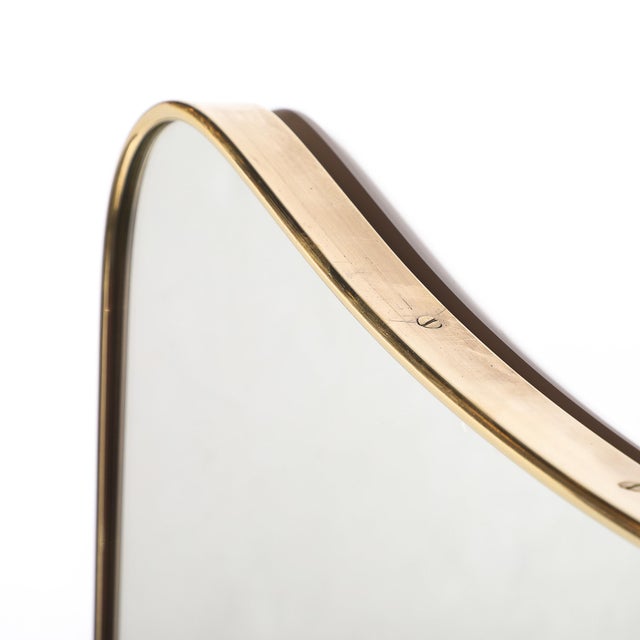 Mid-Century Modernist Brass Wrapped Mirror W/ Curvilinear Tapered Form For Sale - Image 9 of 11