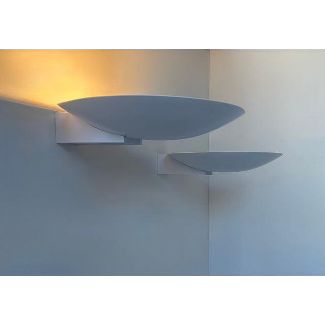 Vintage Modernist Wall Lights in White Lacquered Metal from Disderot, France, 1970, Set of 2 For Sale - Image 3 of 8