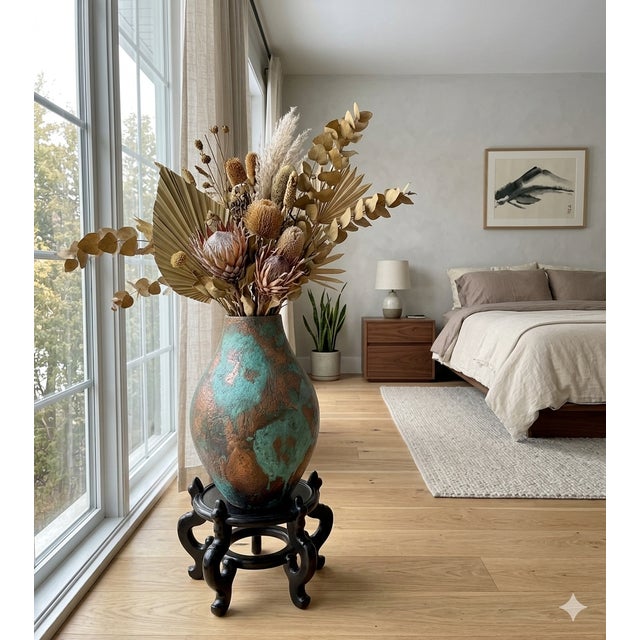 Wood Black Lacquer 5 Curved Legs Round 10.5" Wood Plant Vase Display Stand For Sale - Image 7 of 7
