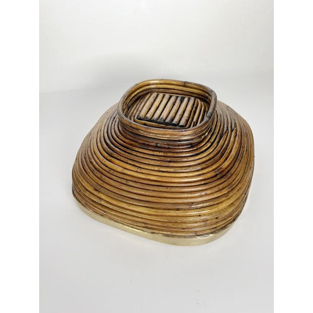 Wood Wicker and Brass Fruit Basket, France, 1960s For Sale - Image 7 of 12