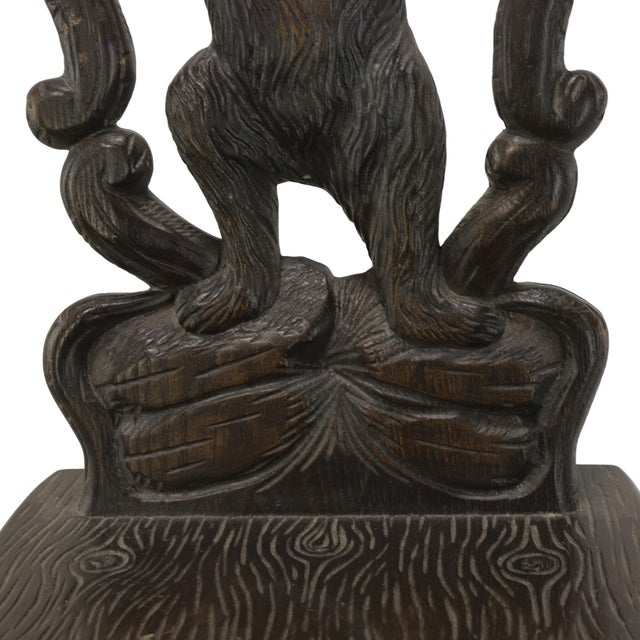 Burnt Umber A Classic Late 19th-Century Swiss Brienz "Black Forest" Style Carved Bear Chair. For Sale - Image 8 of 12