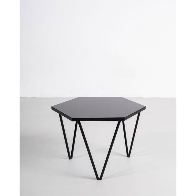 Hexagonal Coffee Tables in Wood and Metal by Gio Ponti from ISA, 1950s, Set of 8 For Sale - Image 4 of 13