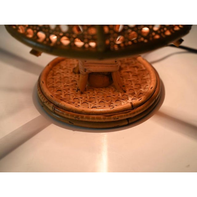 Round Table Lamps in Bamboo, Rattan and Vienna Straw, Italy 1960, Set of 2 For Sale - Image 12 of 13