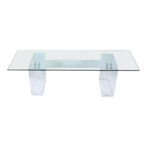 Neal Small Clear Lucite Block Coffee Table with Glass Top, 1970s