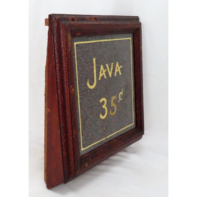 American Antique American Country Store Counter Front Oak Bin Selling Display Filled With Real Coffee Beans For Sale - Image 3 of 13