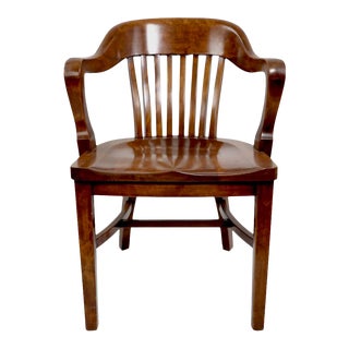 Walnut Bank of England Yale Library Office Desk Chair For Sale
