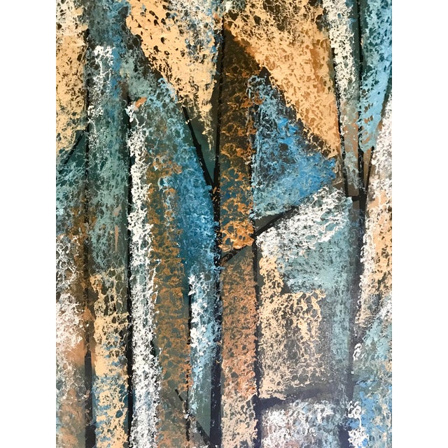 Blue Original Signed 1950s Mid Century Abstract Expressionist Painting, Framed For Sale - Image 8 of 10