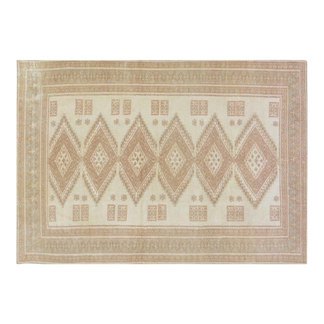 Vintage Turkish Hand Knotted Wool Rug, 4'x5'9" For Sale