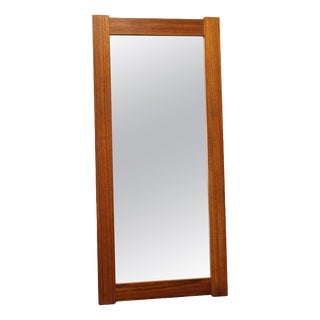 Large Mid-Century Danish Rectangular Teak Veneer Wall Mirror, 1960s For Sale