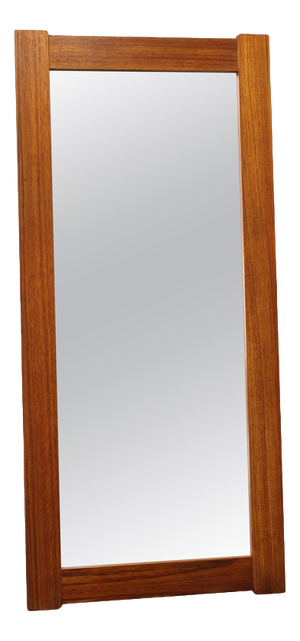 Large Mid-Century Danish Rectangular Teak Veneer Wall Mirror, 1960s