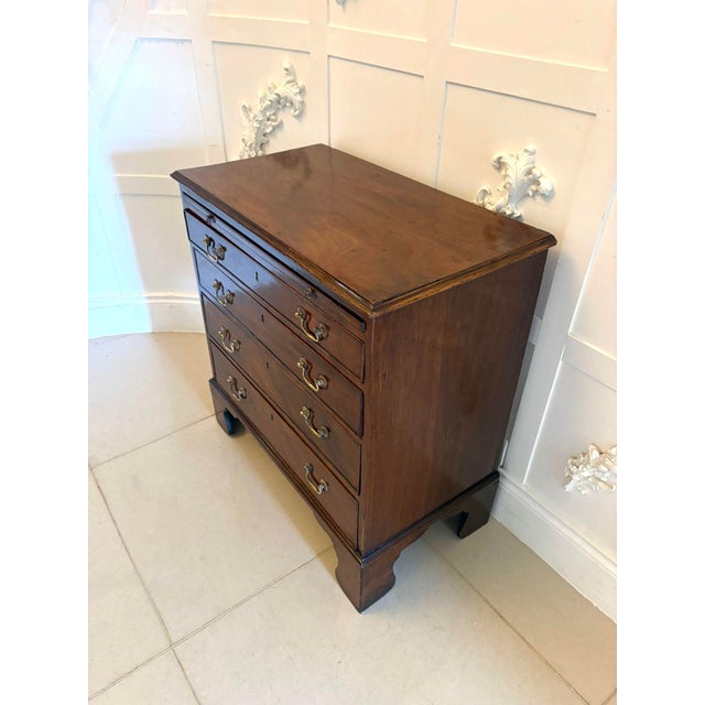 Brown Small Antique Georgian Mahogany Chest of 4 Drawers with Brushing Slide, 1780 For Sale - Image 8 of 12
