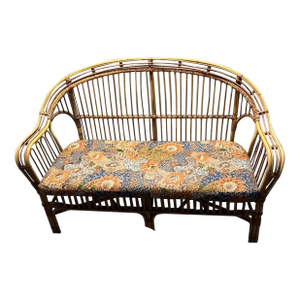 Vintage Franco Albini Style Safari Bent Rattan Sofa Loveseat