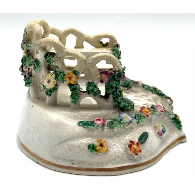 Mid 19th Century 19th-Century Staffordshire Porcelain Floral Garden Bower With Gilt Steps For Sale - Image 5 of 8