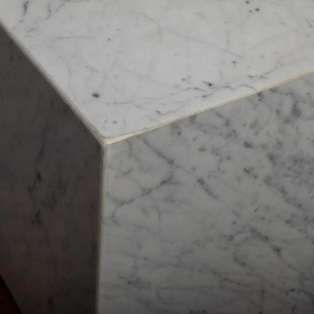 Stone 1960s Carrara Marble Cube Side End Tables - a Pair For Sale - Image 7 of 12