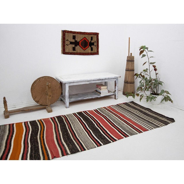 Mid 20th Century Red & Gray Striped Vintage Kilim Rug For Sale In Los Angeles - Image 6 of 7