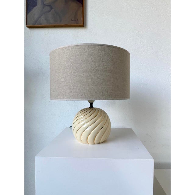 Ivory and Gold Ceramic Spherical Table Lamp from Barbi, 1960s For Sale - Image 10 of 18