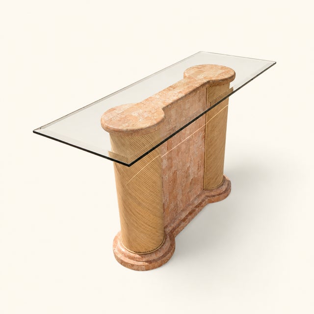 Postmodern Tessellated Stone and Glass Console Table, 1980s, Marble For Sale - Image 14 of 18
