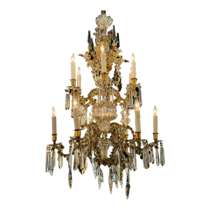 19th Century Baccarat Crystal and Gilt Chandelier With 12 Lights