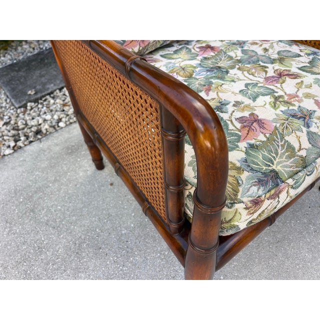 Vintage Sherrill Faux Bamboo & Double Cane Lounge Chair – Made in Usa For Sale - Image 11 of 12