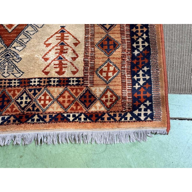Red Brown and Beige Handmade Wool Rug For Sale - Image 8 of 15