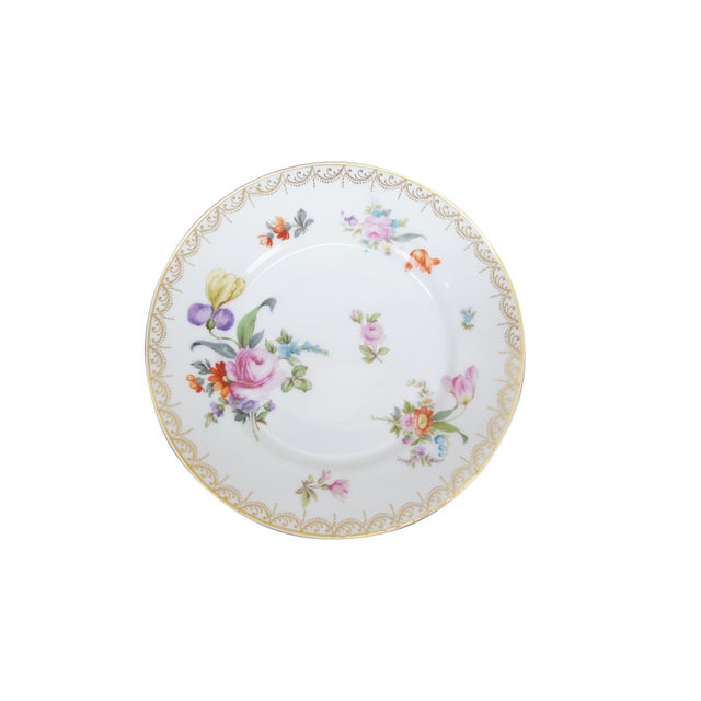 Traditional Vintage Rosenthal Meissen White Porcelain Dessert Plates Set Floral & Gold - Set of 6 For Sale - Image 3 of 11