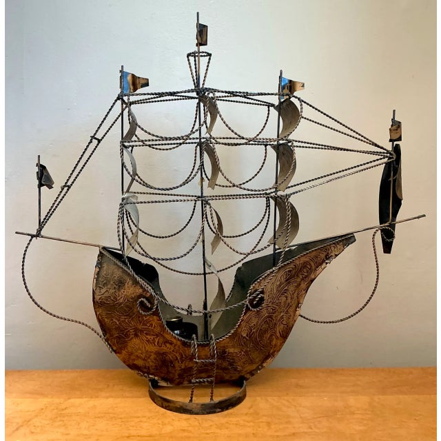 Metal Vintage Monumental Iron Nautical Ship Lamp For Sale - Image 7 of 12
