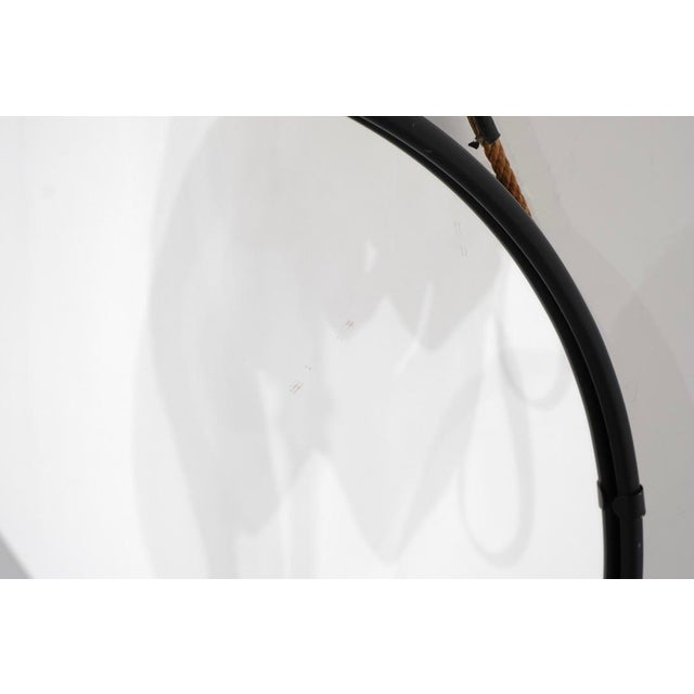 Beige Vintage Round Steel Mirror, Italy, 1970s For Sale - Image 8 of 13