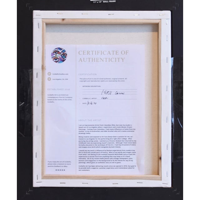 Colorful Floral Bouquet of Flowers in Blue Flower Pot Painting Including the Antiqued Gold Wood Frame For Sale In Los Angeles - Image 6 of 7