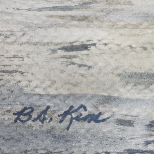 Vintage Watercolor Landscape – Man Fishing by River, Signed b.a. Kim, Framed For Sale In Chicago - Image 6 of 12