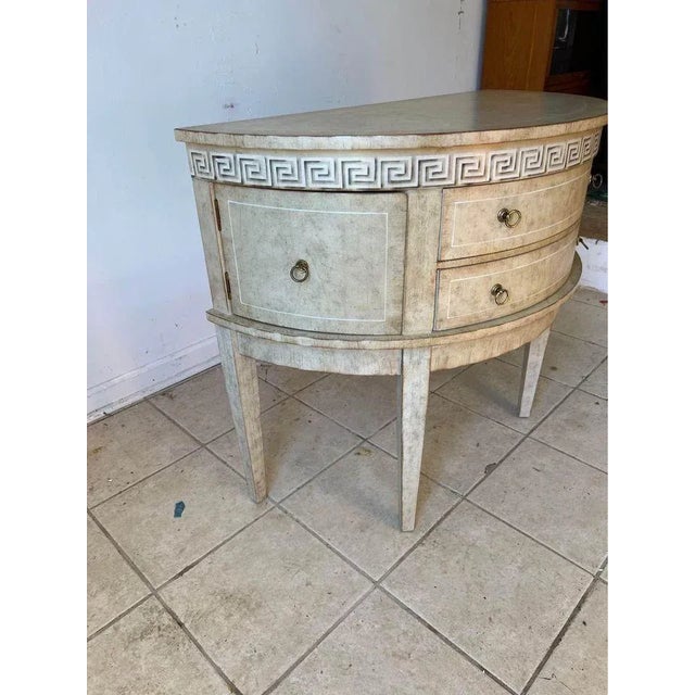 Late 20th Century Neoclassical Style Enamel Painted Demilune Side Cabinet Sideboard For Sale - Image 4 of 12