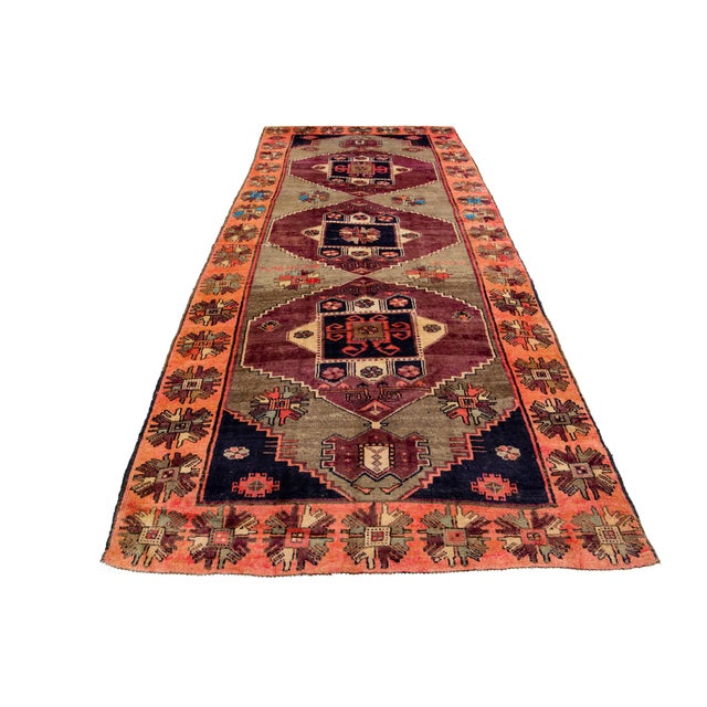 1980s Vintage Meysar Persian Runner – Hand-Knotted Wool Kilim – Mid-Century Tribal Decor For Sale - Image 5 of 10