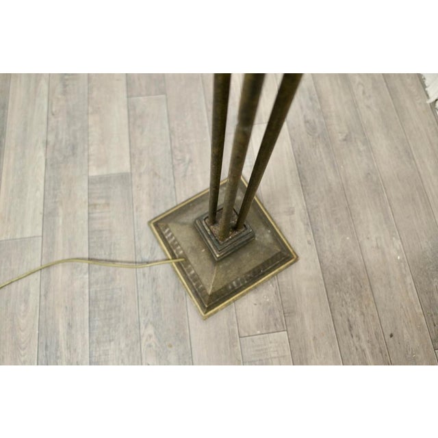 Iron and Brass Column Floor Lamp, 1930s For Sale - Image 10 of 11