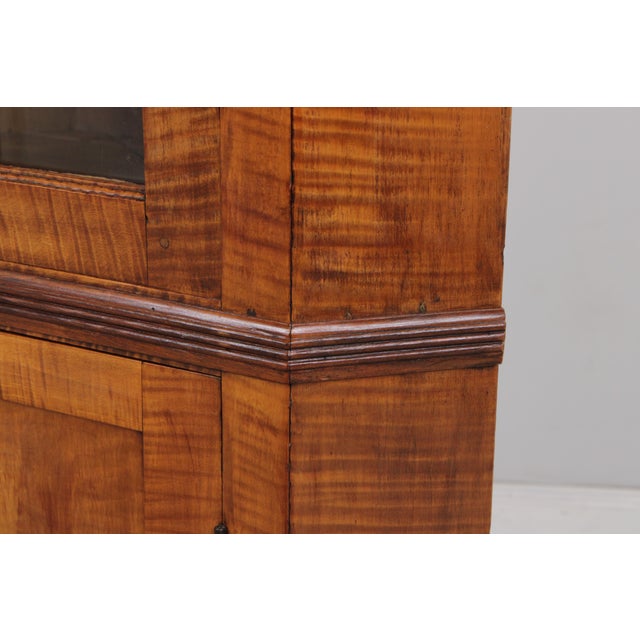 American Early 17th C. Tiger Maple Corner China Cabinet For Sale - Image 9 of 14