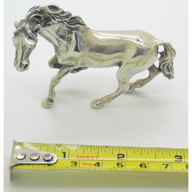 Vintage Italian Handmade Genuine Silver Galloping Horse Large Figurine From Arezzo, 1970s Solid 800 Silver Equestrian Animal Statue Decor For Sale - Image 11 of 11