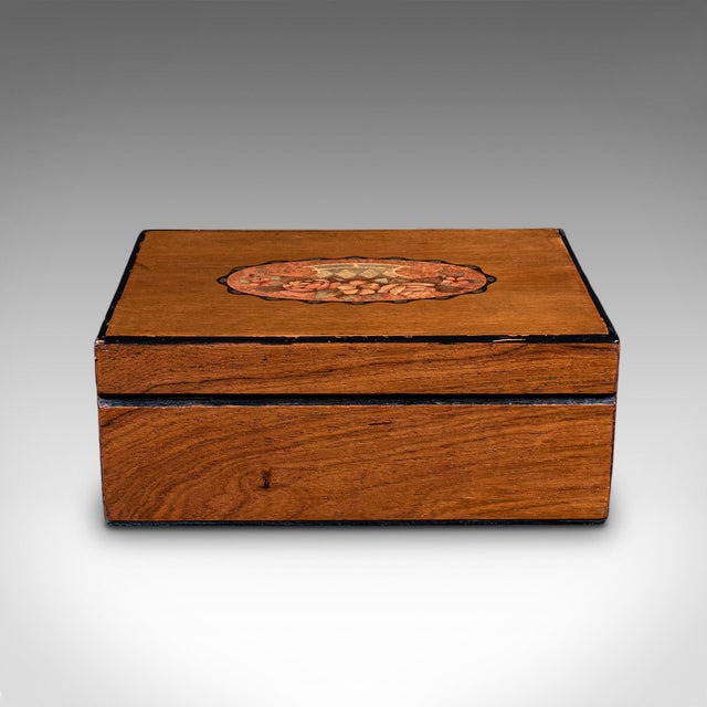 Antique Sorrentoware Keepsake Box, Italian Walnut Dressing Table Case, Victorian For Sale - Image 6 of 12